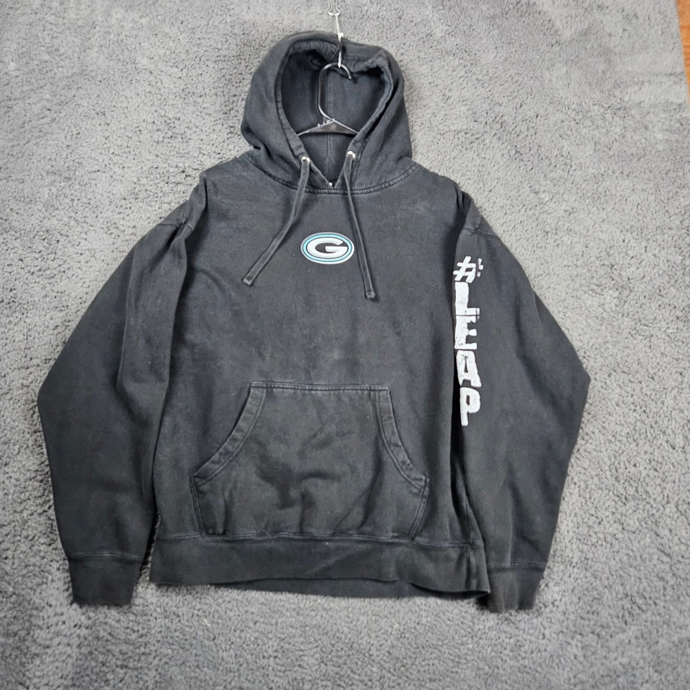 Men's #LEAP Graphic Hoodie, Gray Blue G Logo Pullover Sweatshirt
